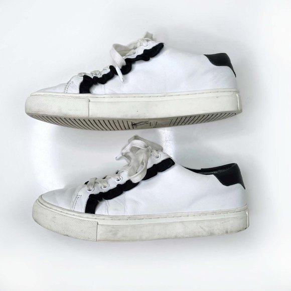 tory burch white leather ruffle sneakers - size 6 - Picture 9 of 10